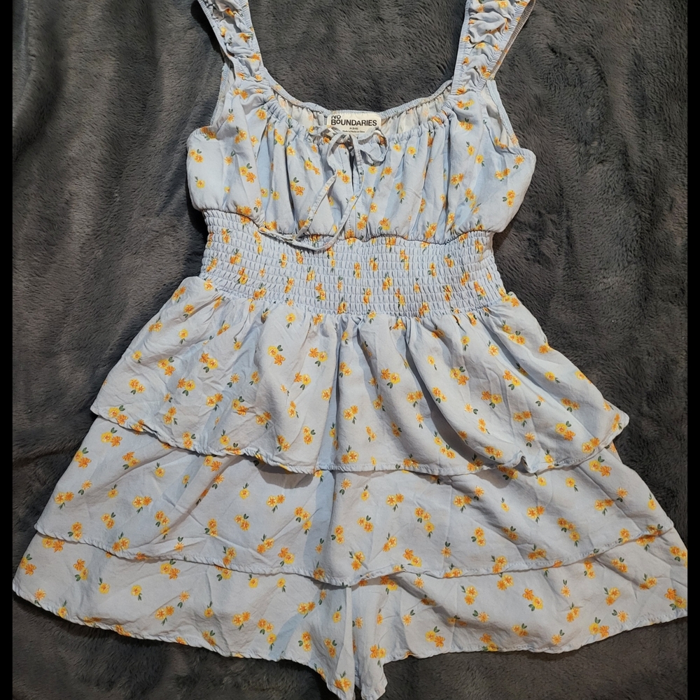 No Boundaries Light Blue Floral Ramper/Dress